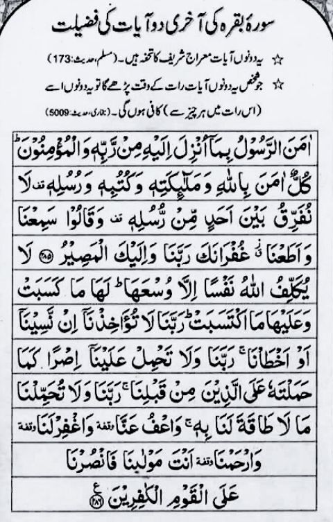 Last 2 Ayat of Surah Baqarah (Pic)